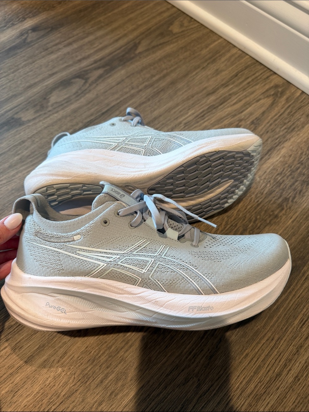ASICS Women's Light Gray and White Athletic Running Shoes